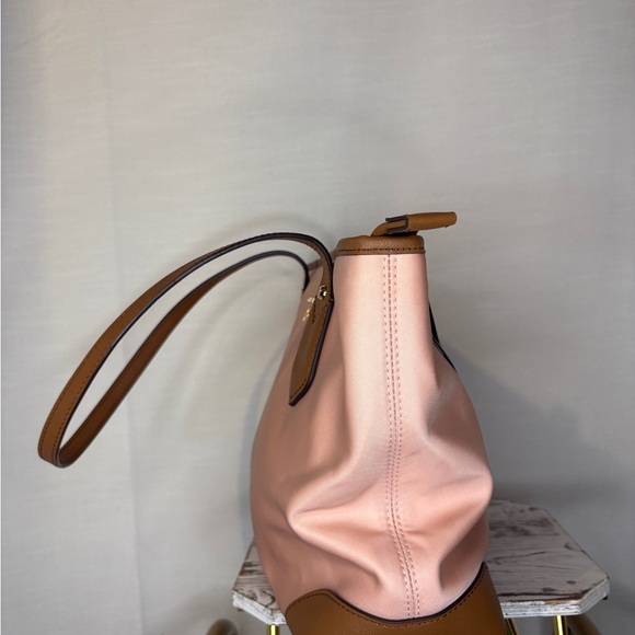 Michael Kors Pink and Brown Tote Bag with Leather Accents - Picture 3 of 15